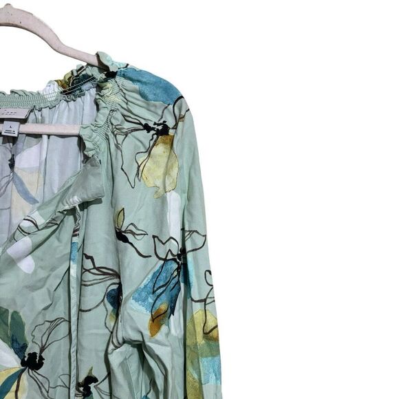 A New Day Top Womens Large Multicolor Floral Abstract Print Long Sleeve Blouse - Picture 3 of 9